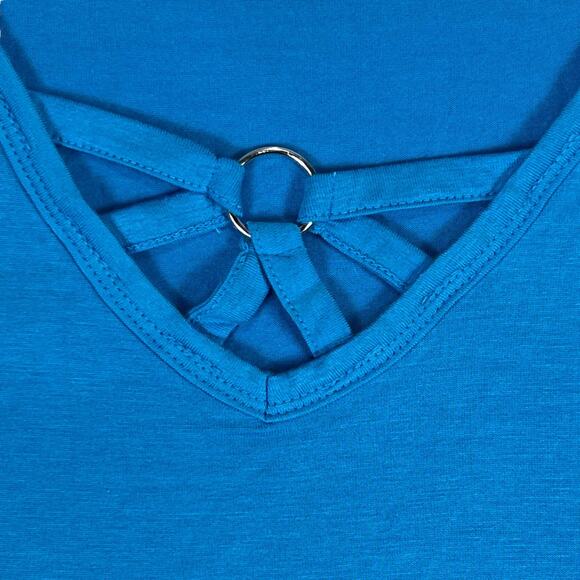 No Boundaries Blue Tee Shirt Top V-Neck Short Cuffed Sleeves JUNIORS S/CH (3-5) - Picture 4 of 12